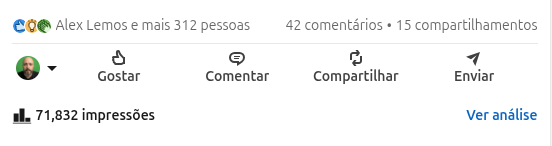 Engajamento de 71.832 impressões + 312 likes